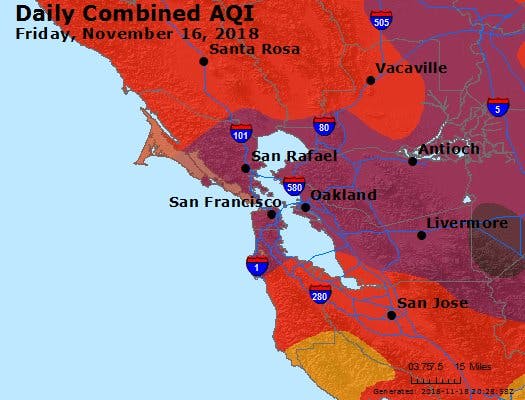 An AQI map of the Bay Area