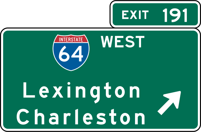 Highway exit sign for I-64 exit 191