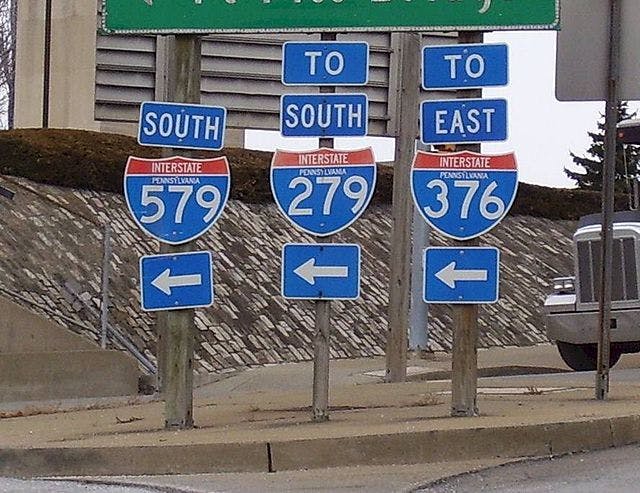 Three different interstate signs